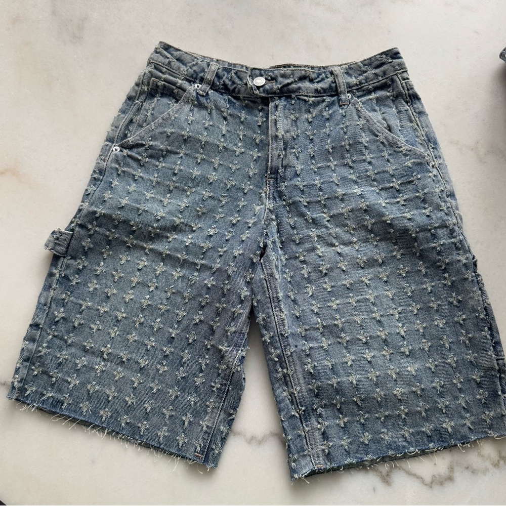 Women Distressed Blue Denim Shorts
